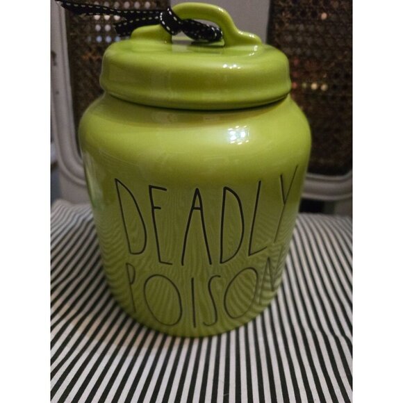 NWT Rae Dunn Deadly Poison Green Chubby Canister Halloween HTF - Picture 10 of 10